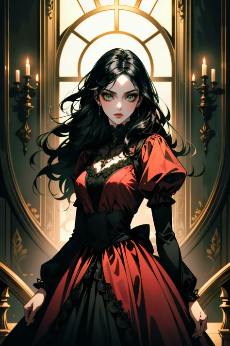 ((ultra detailed, masterpiece, best quality))
<lora:AliceMadness:0.8>
AliceMadness, 1girl, solo, long hair, black hair, green eyes, red dress, black lace, cowboy shot