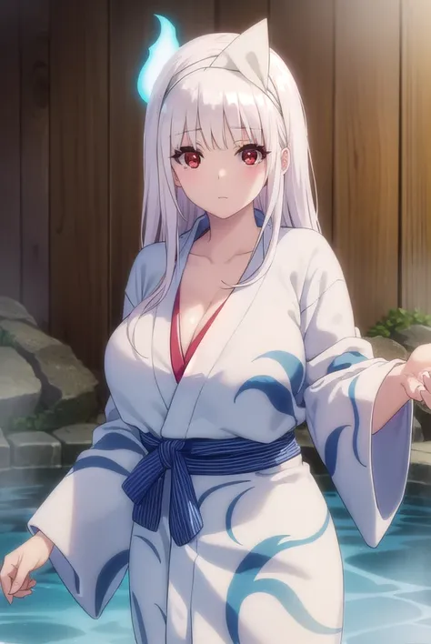 yuunayunohana, <lora:yuuna yunohana s1-lora-nochekaiser:1>,
yuuna yunohana, long hair, (red eyes:1.3), white hair,
BREAK cleavage, japanese clothes, kimono, ghost, yukata, white kimono, triangular headpiece, albino, bath yukata, hanten (clothes),
BREAK out...