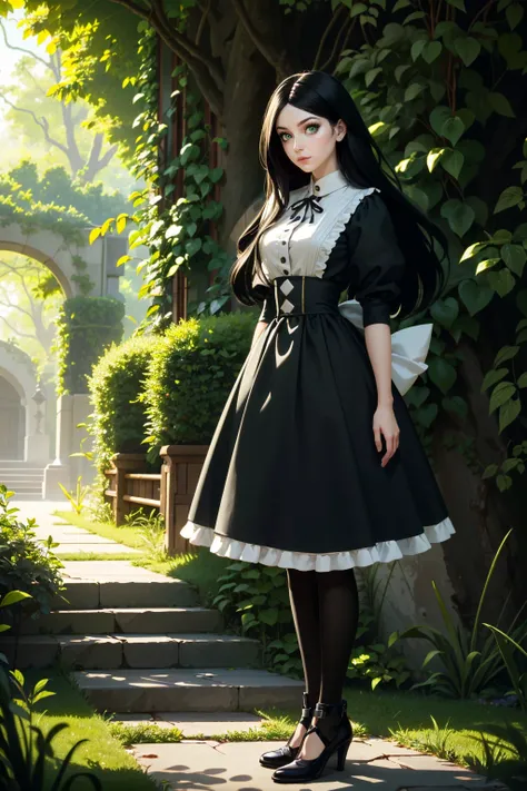 ((ultra detailed, masterpiece, best quality))
<lora:AliceMadness:0.8>
AliceMadness, 1girl, solo, long hair, black hair, green eyes, full body, garden maze, midday, dappled sunlight peeking through leafy green walls