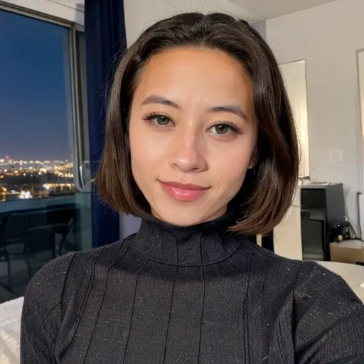 <lora:cosmickayla_sd15_512_128_64_v1:1>cosmickayla,1girl,looking at viewer, new years eve party fireworks in background, wearing a turtleneck sweater