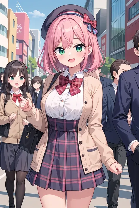 insanely detailed, absurdres, ultra-highres, ultra-detailed, best quality,
1 girl, solo, nice hands, perfect hands
BREAK
(vintage-inspired beret with flower pin:1.3), (navy and red plaid dress:1.5), (golden buttons down the front:1.2), (ivory blouse with r...
