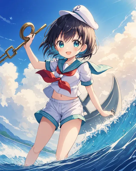 murasa minamitsu, sailor_hat, hishaku, open_mouth, water, sailor, 1girl, shorts, smile, anchor, cloud, solo, neckerchief
<lora:murasa_minamitsu_image2637_2023-12-20-000008:1>,star-shaped_pupils,symbol-shaped_pupils,. gorgeous,key visual, vibrant, studio an...