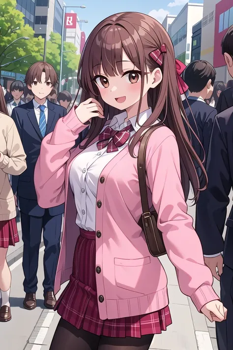 insanely detailed, absurdres, ultra-highres, ultra-detailed, best quality,
1girl, solo, nice hands, perfect hands
BREAK
(School Uniforms:1.2), (pink cardigan is fit body:1.4), ((do up a buttons, not loose):1.5), ((long sleeve, sleeves past wrists):1.2), (i...