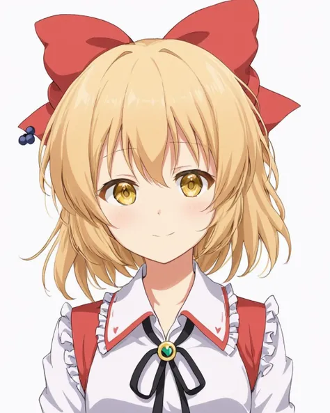 satsuki rin,1girl, hair_bow, solo, white_sleeves, red_bow, smile, simple_background, detached_sleeves, closed_mouth, frilled_shirt_collar, white_shirt, black_ribbon, upper_body, long_sleeves, looking_at_viewer, collared_shirt, vest
<lora:satsuki_rin_image1...