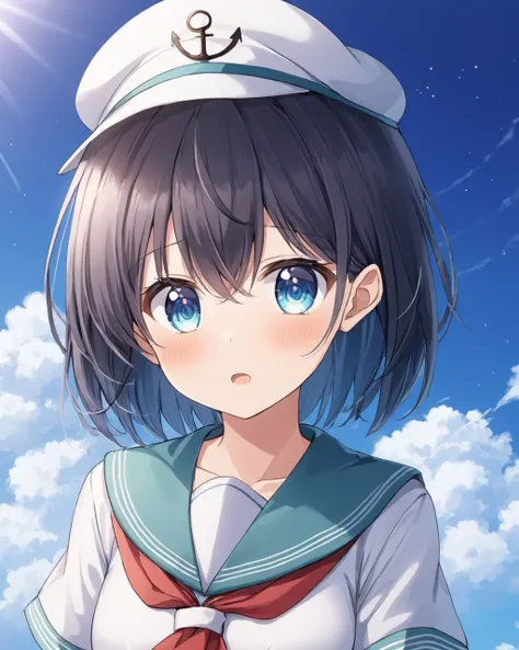 murasa minamitsu,1girl, solo, sailor_hat, upper_body, blush, sailor_collar, cloud, short_sleeves, hishaku, blue_sky, open_mouth, shirt, red_neckerchief, looking_at_viewer, white_headwear
<lora:murasa_minamitsu_image2637_2023-12-20-000008:1>,star-shaped_pup...