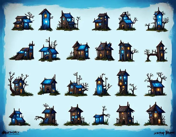 kkw-iconsheet, no shape,  close-up abandoned tree house, cyberpunk, blue background, <lora:kkw-iconsheet-v1.0a:.1>, <lora:kkw-better-v1.0a:0.38>