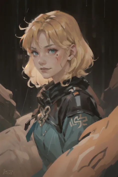beautiful, linework, (outlines:1.05), shadows, <lora:Cute_paint-000003:.8>
(striking visual design:1.1),
(volumetric lighting:1.1),
1 girl, adult hungarian woman, freckles, coral eyes, blonde lob hair, ombre,
norwegian, portrait, battlescars,looking at vie...