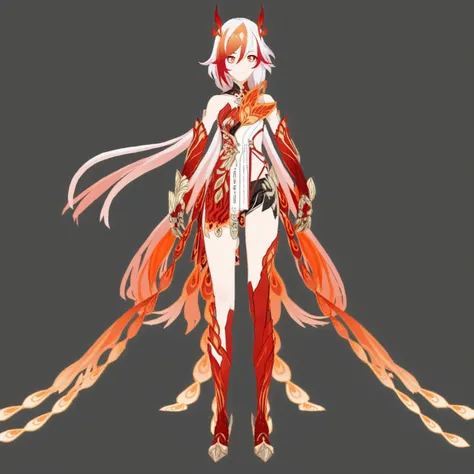 (masterpiece:1.3),(the best quality:1.2),(super fine illustrations:1.2),(Masterpiece),high quality,high detail,(white background:1.2),looking at viewer,(SOLO:1.4),outline,simple background,full body,<lora:blxl:0.8>, messy hair,bare shoulders,gauntlets,mech...