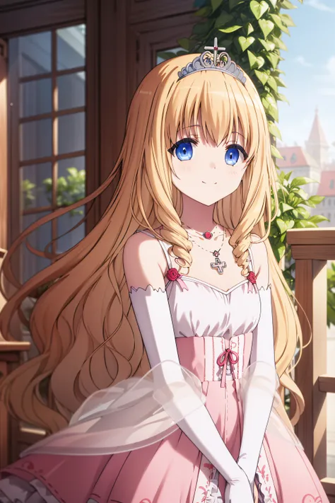 best quality, masterpiece, detailed,
<lora:AmagiBrilliantPark_LatifaFleuranza:0.8>, LatifaFleuranza,
solo, light smile,
blonde hair, blue eyes, very long hair, tiara,
LatifaDress, pink dress, bare shoulders, elbow gloves, necklace,
standing, looking at the...