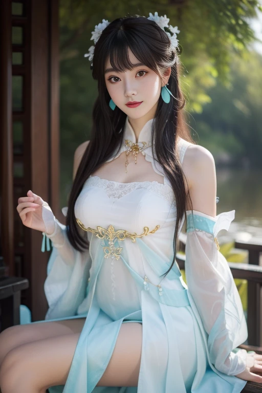ltra-detailed,highly detailed,best quality,masterpiece,illustration,realistic,photorealistic,
suwen, 1girl, solo, cosplay, mole, 
hanfu,chinese clothes, necklace,  bare shoulders, detached sleeves, long sleeves, detached collar,
hair ornament, hair ribbon,...