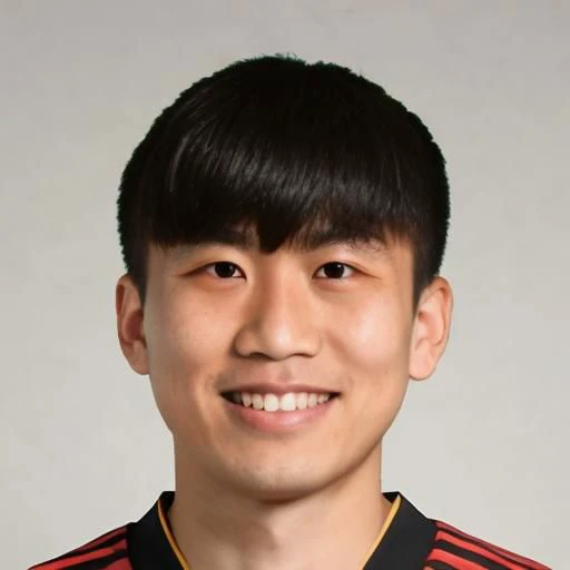 25yo Japanese, red bowl cut, plain white background