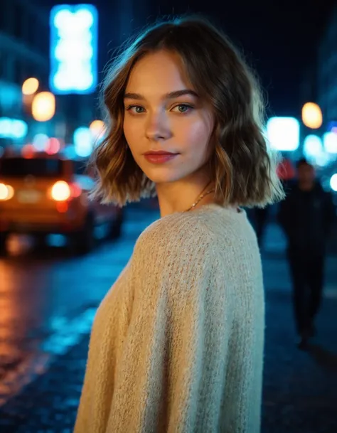 cinematic photo professional fashion close-up portrait photography of a beautiful (((ohwx woman))) in the city at night, Nikon Z9, bokeh<lora:myers__dh_128_sdxl_v1b:1.05> . 35mm photograph, film, bokeh, professional, 4k, highly detailed
