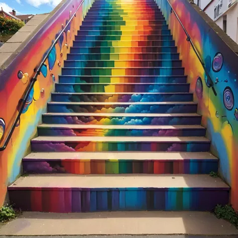 masterpiece, best quality, stair-art, rainbow <lora:stair-art2:0.75>