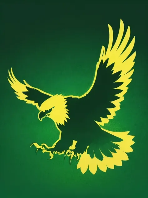 a flat papercut vector minimalism dark shadow-silhouette of an eagle green tint yellow glow feathers outlines, backlight, simple <lora:- SDXL - sqrhmmr _Square-Hammer_Style_V1.0:1>