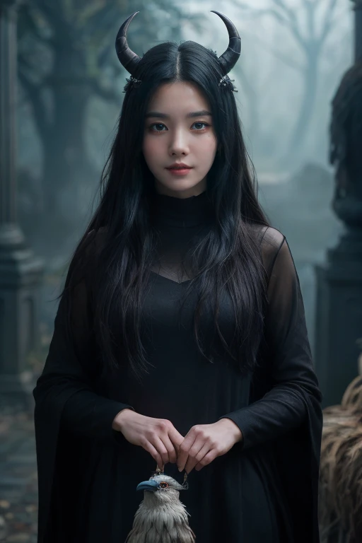 unparalleled 8K UHD professional photograph that stands as a testament to the zenith of artistic vision, set against the backdrop of a spellbinding fantasy realm. At the heart of this realm is a 19-year-old girl, a figure of sublime beauty with cascading s...