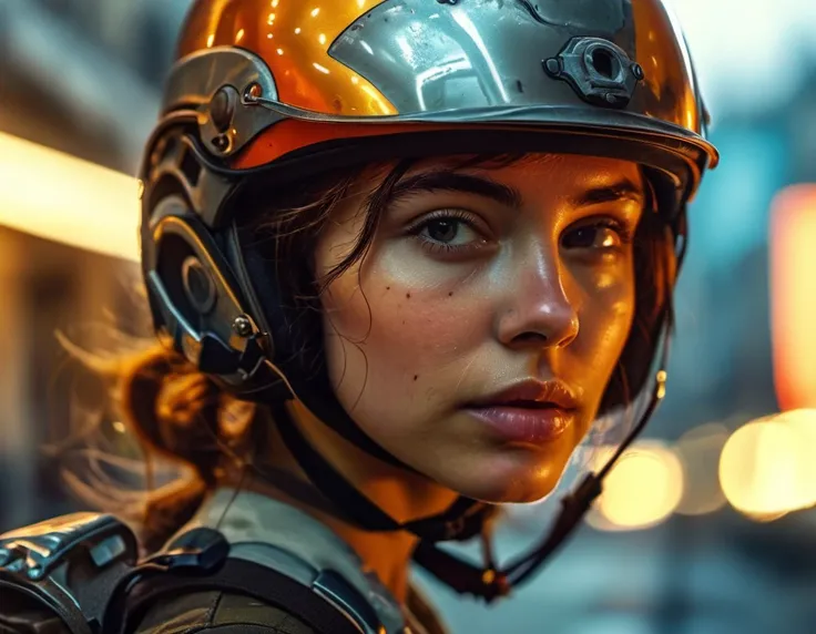 girl in helmet, strong, intricate, dramatic light, elegant, highly detailed, sharp focus, heroic background, professional fine detail, cute, dynamic, ambient cinematic, rich color, perfect pretty, inspiring, innocent, new, creative, positive, attractive, a...