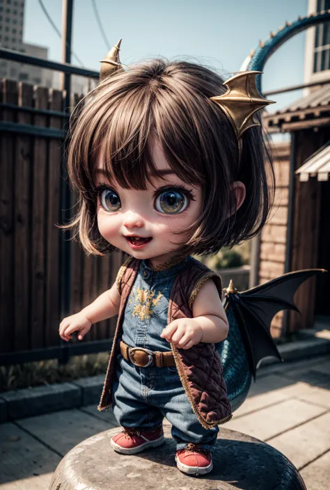 a great photo of 3D cartoon cute baby character, tiny chibi (dragon:1.3)_ <lora:add_detail:1>,  realistic, dynamic, action <lora:Background_Detail_v3:0.15>