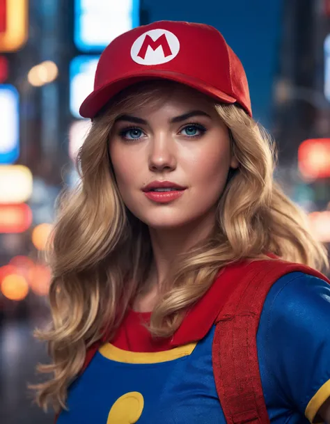 cinematic photo Portrait of ((ohwx woman)) as super Mario, red hat, fantasy, highly detailed, digital painting, artstation, concept art, sharp focus, illustration, art by Tony Sart and artgerm and randy vargas    <lora:kateupton_dh128_lora_v2b:1.1> . 35mm ...