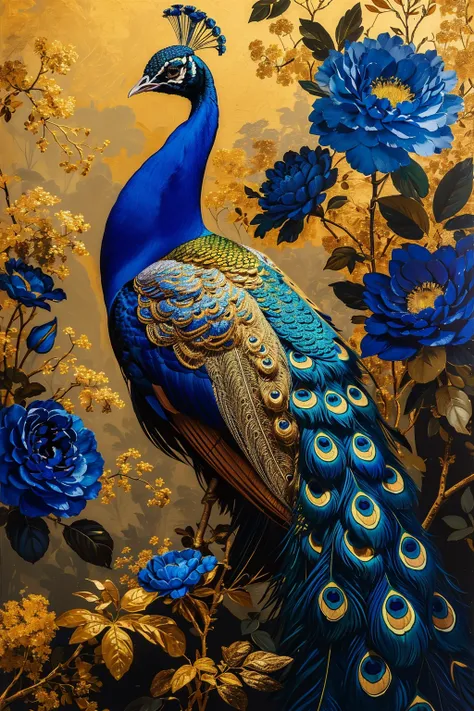 1girl,flower,plant,leaf,blue flower,<lora:éº»è¢2024-002:0.7>,peacock,, masterpiece,best quality,ultra-detailed,