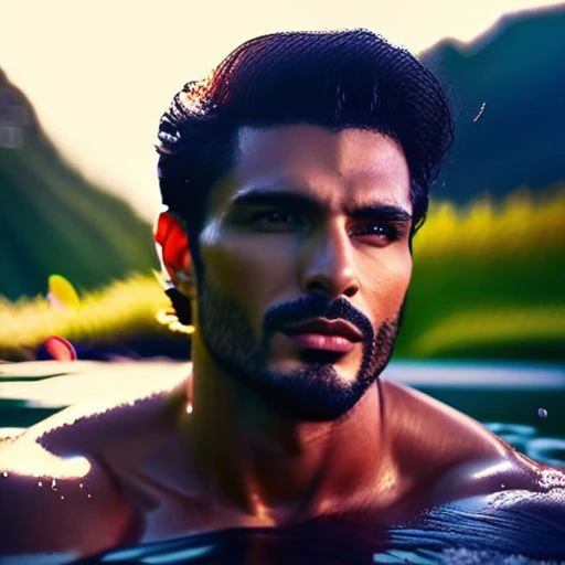 (intricate detail, beautiful/handsome:1.2) ,Friarmoody lighting, close up portrait of Mats Hummels a man <lora:vin-Mats-Hummels:1>, Sexy Country Style, bathing in a river, roots, (backlighting) , realistic, masterpiece, highest quality, lens flare, shade, ...