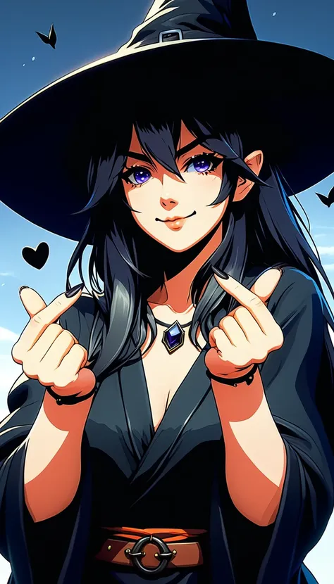 lovehandgesture, anime portrait of a witch, at kithen