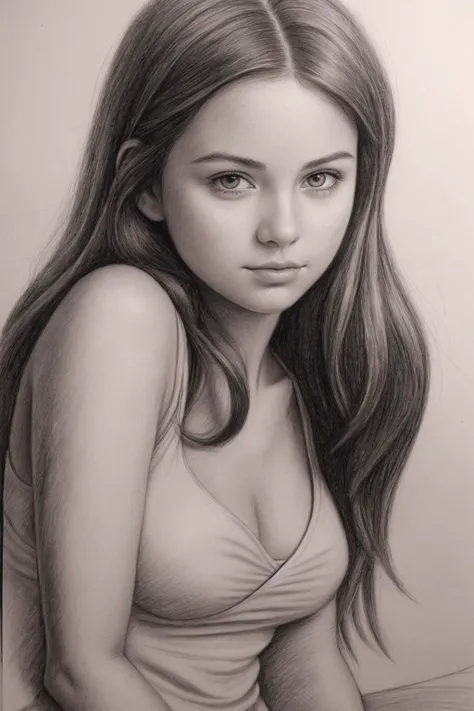 Beautiful girl, pencil drawing