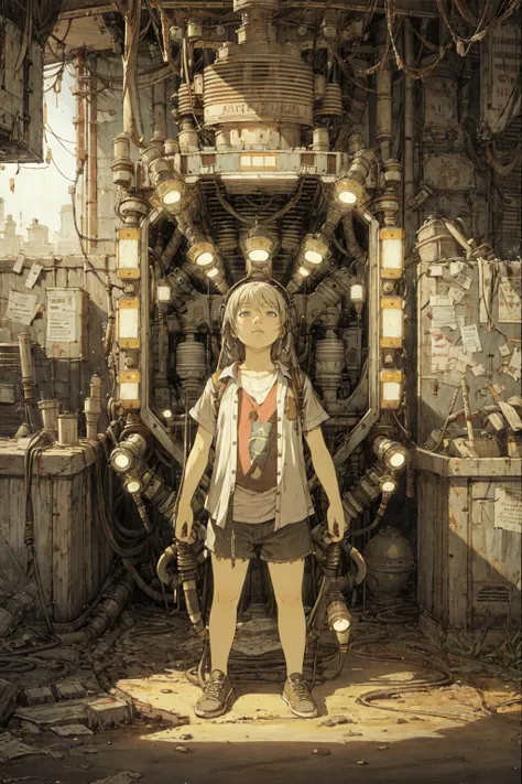 8k,absurdres, highres, ultra detailed, masterpiece, sharp shading,under,Tatsuyuki
1girl,kid,abandon staion,monocolor,gaint machine,(obsolete machine:1.3),upper body,
(solo:1.2),1girl,masterpiece,<lora:Tatsuyuki Tanaka-000009:0.7> <lora:Migunov2:1> <lora:...