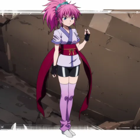 <lora:machi001:0.7>,
machi,1girl,
ponytail,
short kimono,
obi,sash,
fingerless gloves,
bike shorts,
socks,thighhighs,tabi,
full body,