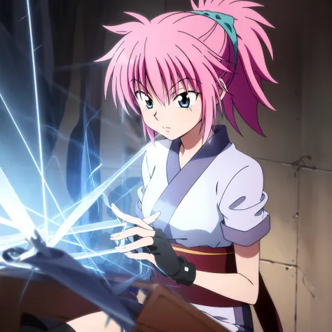 <lora:machi001:0.7>,
machi,1girl,
ponytail,
short kimono,
obi,sash,
fingerless gloves,
bike shorts,
(sewing:1.3),glowing threads,