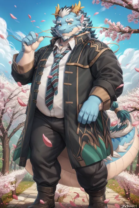 <lora:qinglong-09:1>, qinglongtas, musclegut, orange eyes, blue fur, (pose:1.3), (posing:1.3), (soft shading), 4k, hi res, ((detailed face, (detailed eyes:1.0), detailed)), (full body), by zackarry911, by zaush, (by personalami:0.5), long hair, looking at ...