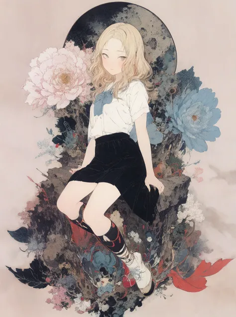best quality,masterpiece,ultra high res,1girl,looking at viewer,umino,Takato Yamamoto style,
multicolored_skirt,<lora:æµ·éæµ©æ¼ Umino_Hiromaku:0.8>,simple background,white_background,