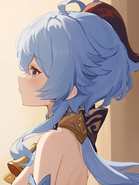 <lora:ganyu2:1>ï¼bule hairï¼1girl, solo, ganyu_(genshin_impact), ahoge, detached_sleeves, sideboob, bare_shoulders, neck_bell, sidelocks, medium_breasts, gold_trim, cowbell