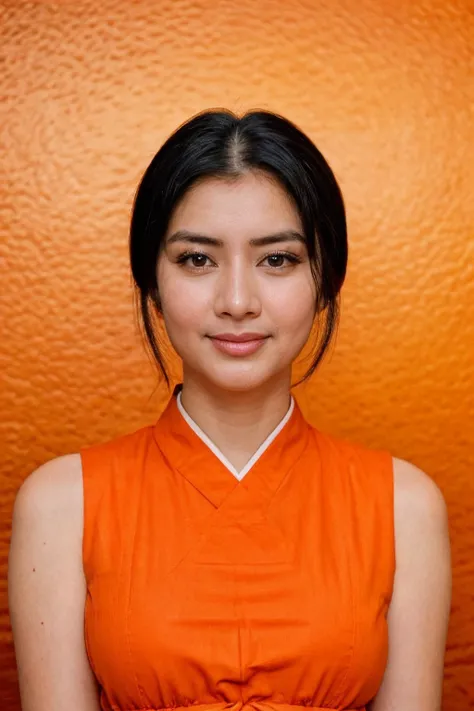 cinematic film still solo, realistic, ((indonesian woman)), ((Confident, Eyes that meet the viewer directly, a slight smile, and a relaxed posture.)), ((1girl)), (((black hair, â90s Layers Hairstyle))), (((Korean traditional hanbok-inspired outfits))), (...