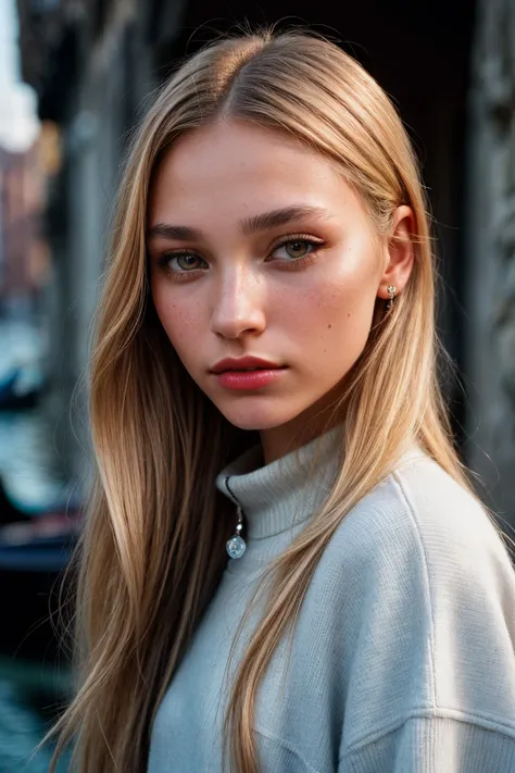 photo of (EP0l1v14C0l4ng3l0:0.99), closeup portrait, perfect hair, blonde, [bangs|ponytail] (modern photo, [Cycling bib shorts with breathable mesh straps and performance jersey with a full-zip front|Off-the-shoulder Aran sweater with wide-leg trousers and...