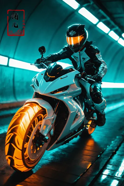 xuer future motorcycle,
dark turquoise and light gold,
glowing, neon lights,
<lora:~Q?-dibXf xuer future motorcycle:0.8>
