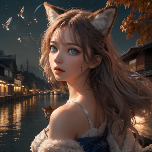 original,(masterpiece),(illustration),(extremely fine and beautiful),(perfect details),(unity CG 8K wallpaper:1.05),(beautiful and clear background:1.25),(depth of field:0.7),(1 cute girl with (2 fox ear:0.9) and (fox tail on the back:1.2) stands aside the...