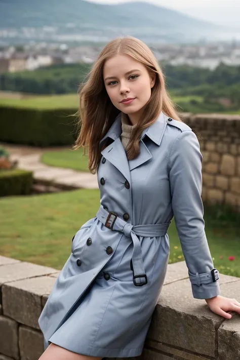 SusLu3_V1A_TTX,
a beautiful smiling woman in a vintage trenchcoat posing for a masterpiece photo, standing on a stone wall, stormy weather, 
(professional photo shooting), (high buget photo), (extremely detailed face), (flawless skin), (model pose), (make-...