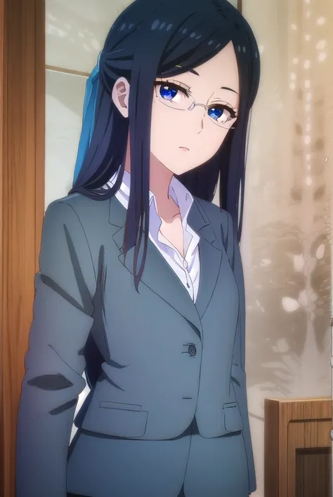 misakigundou, <lora:misaki gundou s1-lora-nochekaiser:1>,
misaki gundou, long hair, blue eyes, black hair, glasses, mole, mole under eye, lips, mature female, (parted bangs:1.5),
BREAK formal, suit, office lady,
BREAK indoors,
BREAK looking at viewer, (cow...