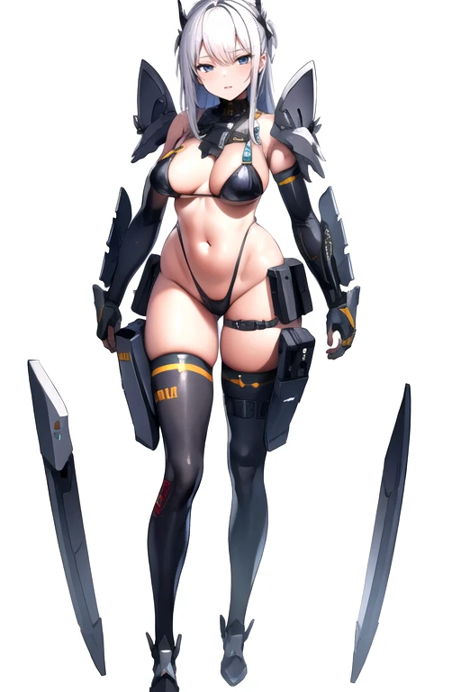 masterpiece,best quality,extreme detail,8k,((solo)),<lora:nikke-10 (1):0.8>,nikke,white background,full body,bikini_armor,