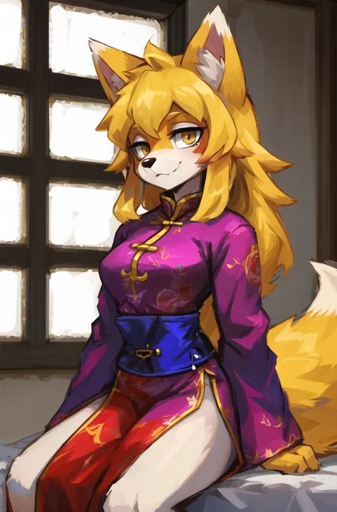 masterpiece, best quality, looking at viewer,
furry fox girl,blonde,long hair,chinese clothes, hair ornament