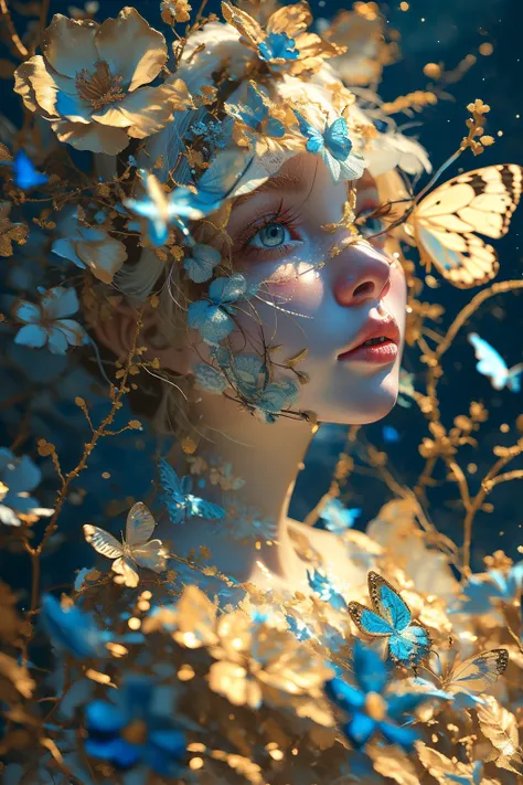 1doll,upper body,white hair,<lora:éº»è¢2024-014:0.5>,simple background,black hair,blue_flowers,<lora:éº»è¢2024-001:0.6>,butterfly,Glowing,blue eyes,<lora:éº»è¢2024-002:0.7>,, masterpiece,best quality,ultra-detailed,