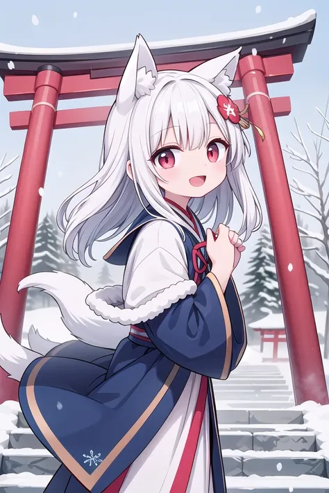 insanely detailed, absurdres, ultra-highres, ultra-detailed, best quality,
1girl, solo, nice hands, perfect hands,
BREAK
miko, hanfu, winter hanfu, cloak, (bare shoulder:-1.5), (cleavage:-1.5)
BREAK
happy smile, laugh, open mouth, standing,
from side,
cute...