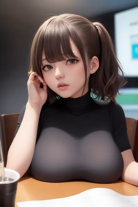 桌上的奶_breasts on table(upper body)_卓上の乳