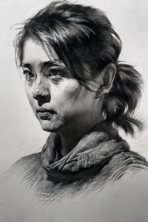 portrait sketch,graphite (medium),sketch,Master Portrait Works,1girl,beautiful,look at viewer,Emotional expressions,(((beautiful))),<lora:Portrait Sketch:1.3>,