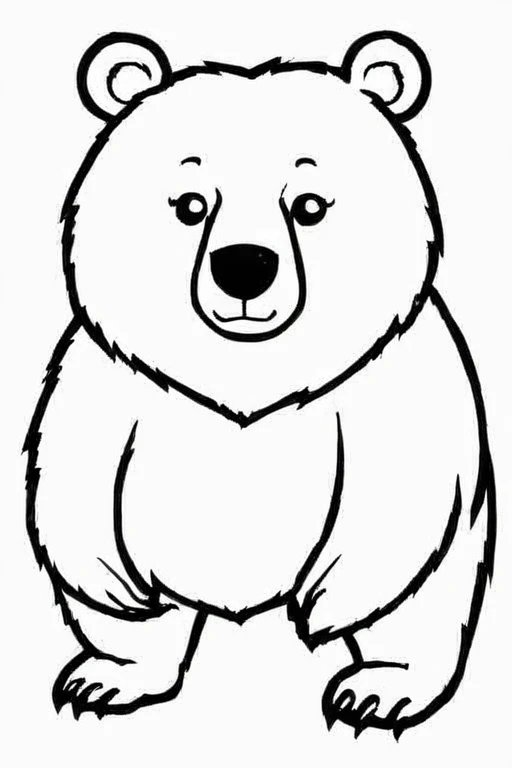 paracolorear, a bear,  strong lines, monochrome, minimalist, white background, high contrast, simplistic,  <lora:Coloring_Pages__Dibujos_para_Colorear:0.7>