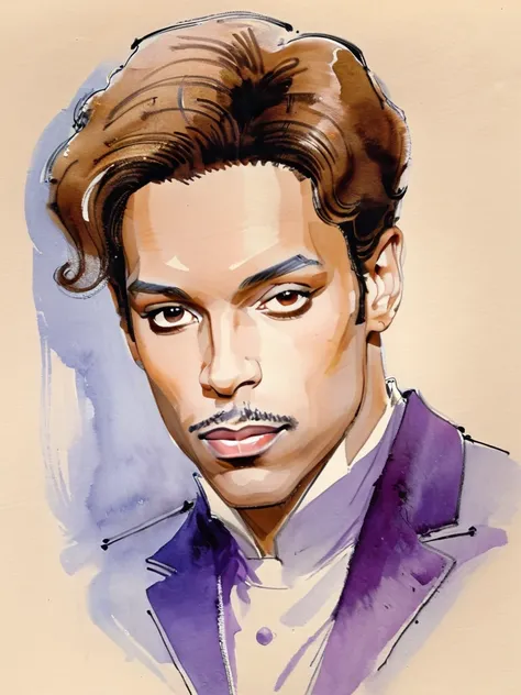 watercolor lineart sketch by Kagan-McLeod, Portrait of the Prince singer,  <lora:Kagan-McLeod:0.8>