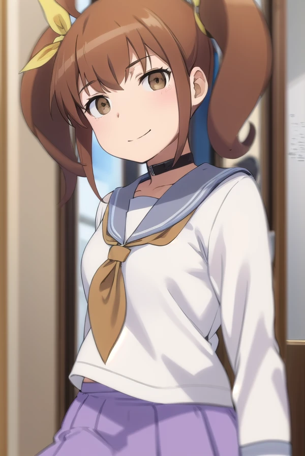 kanaokurusu, <lora:kanao kurusu s2-lora-nochekaiser:1>,
kanao kurusu, brown hair, ribbon, twintails, (brown eyes:1.5), hair ribbon, ahoge, smile, grin,
BREAK skirt, school uniform, serafuku, shirt, white shirt, grey sailor collar, grey skirt, pleated skirt...