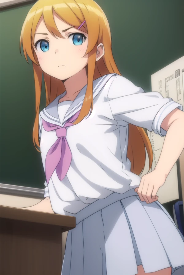 kirinokousaka, <lora:kirino kousaka s2-lora-nochekaiser:1>,
kirino kousaka, long hair, blue eyes, hair ornament, hairclip, orange hair, aqua eyes,
BREAK skirt, school uniform, serafuku, shirt, white shirt, grey sailor collar, grey skirt, pleated skirt, nec...