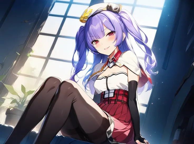 <lora:ajax_XL_v1:1>1girl, ajax (azur lane),beret,capelet,white shirt,high-waist skirt,pantyhose,loafers,fingerless gloves, elbow gloves, sitting, beautiful lighting,dark light,best quality,high quality, game cg, official art,