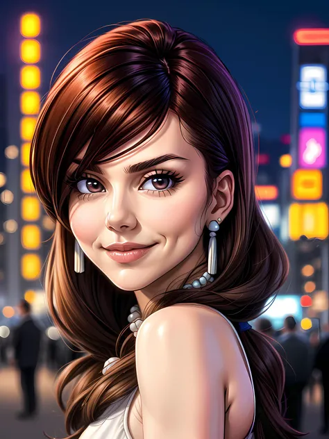 close-up photo of ( Ch3rylC0l3_V1-Emb , (brown hair)++ , ), (city, at night, crowd in the background)++, masterpiece++, (extremely detailed)++, (beautiful face)++, (detailed face)++, (beautiful body), gorgeous, (sexy pose), 4k+, UHD